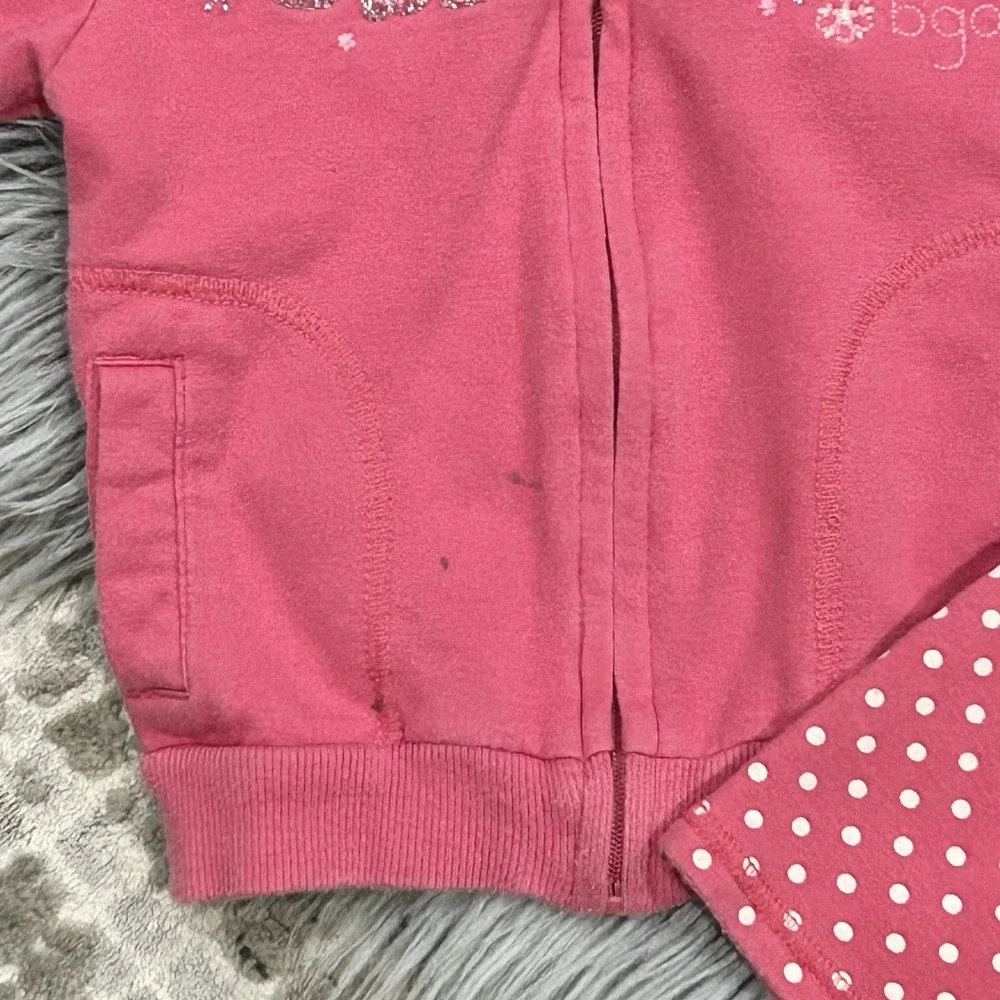 VTG Osh Kosh B'Gosh Girls‎ Pink Polka Dot Sweatpants And Zip Up Hoodie Size 18m